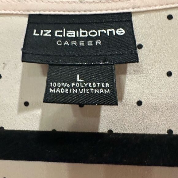 Liz Claiborne bell sleeve pink with black polka dots - Picture 5 of 9